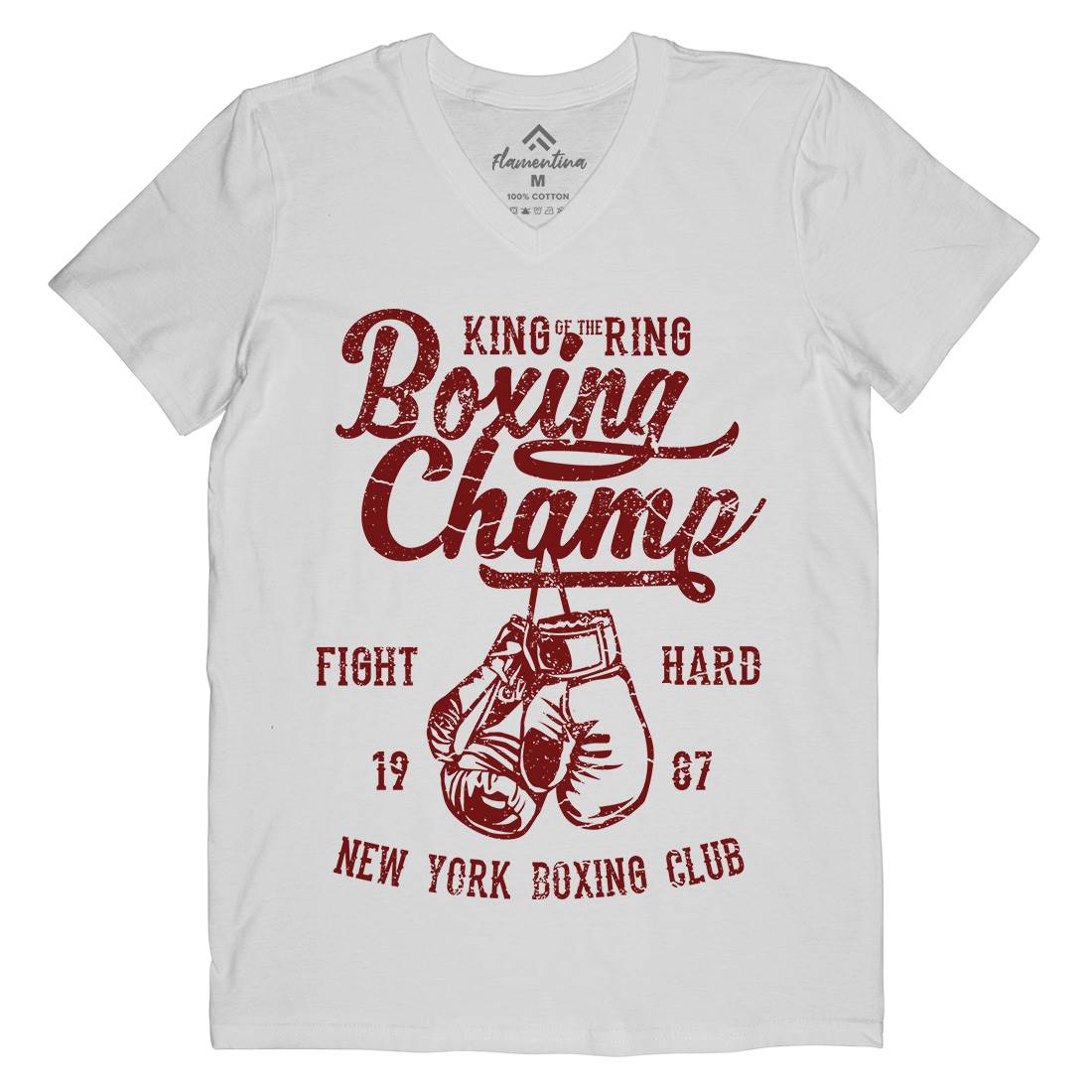 Boxing Champ Mens Organic V-Neck T-Shirt Sport A021