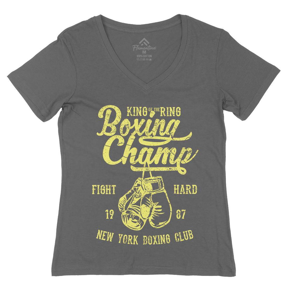 Boxing Champ Womens Organic V-Neck T-Shirt Sport A021