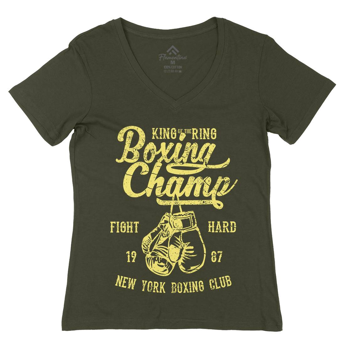 Boxing Champ Womens Organic V-Neck T-Shirt Sport A021