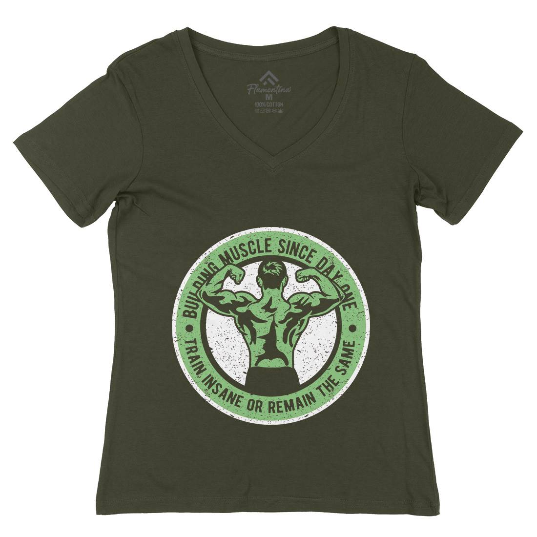 Building Muscle Womens Organic V-Neck T-Shirt Gym A022