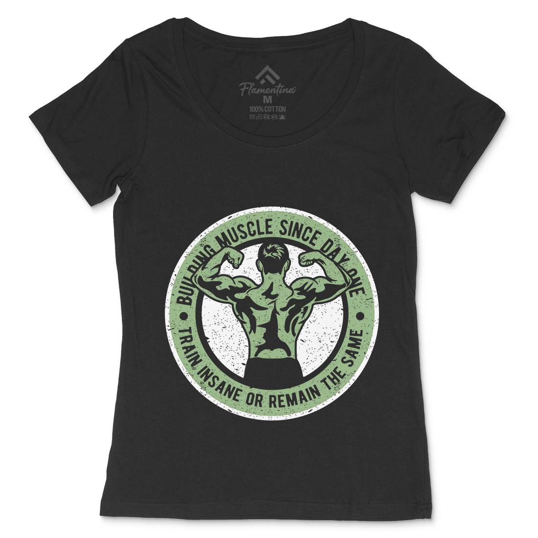 Building Muscle Womens Scoop Neck T-Shirt Gym A022