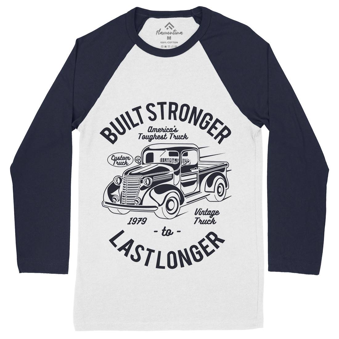 Built Stronger Mens Long Sleeve Baseball T-Shirt Cars A023