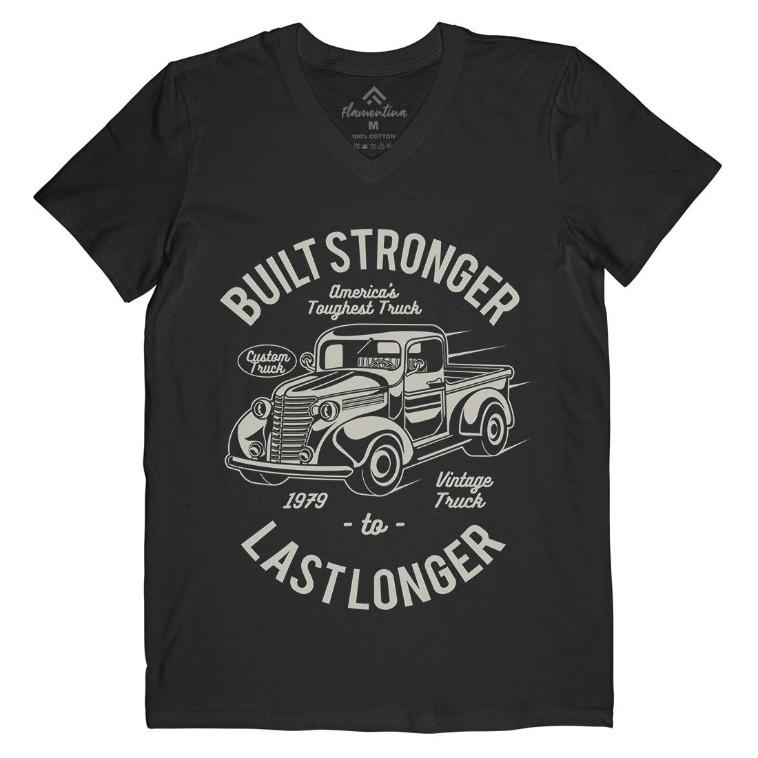 Built Stronger Mens V-Neck T-Shirt Cars A023