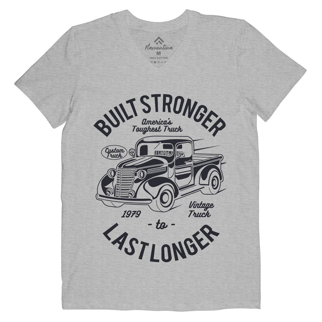 Built Stronger Mens Organic V-Neck T-Shirt Cars A023