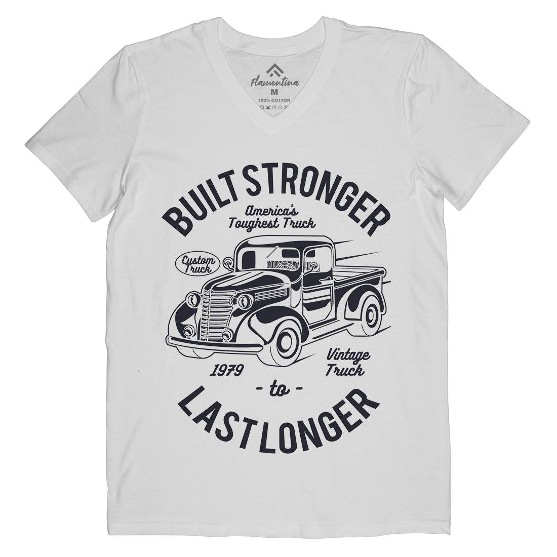 Built Stronger Mens Organic V-Neck T-Shirt Cars A023