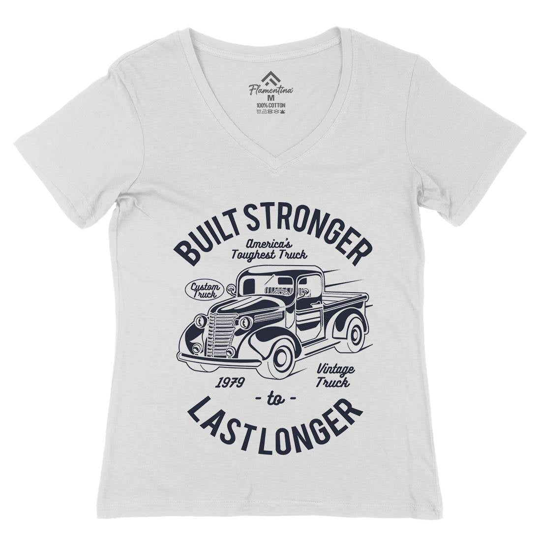 Built Stronger Womens Organic V-Neck T-Shirt Cars A023