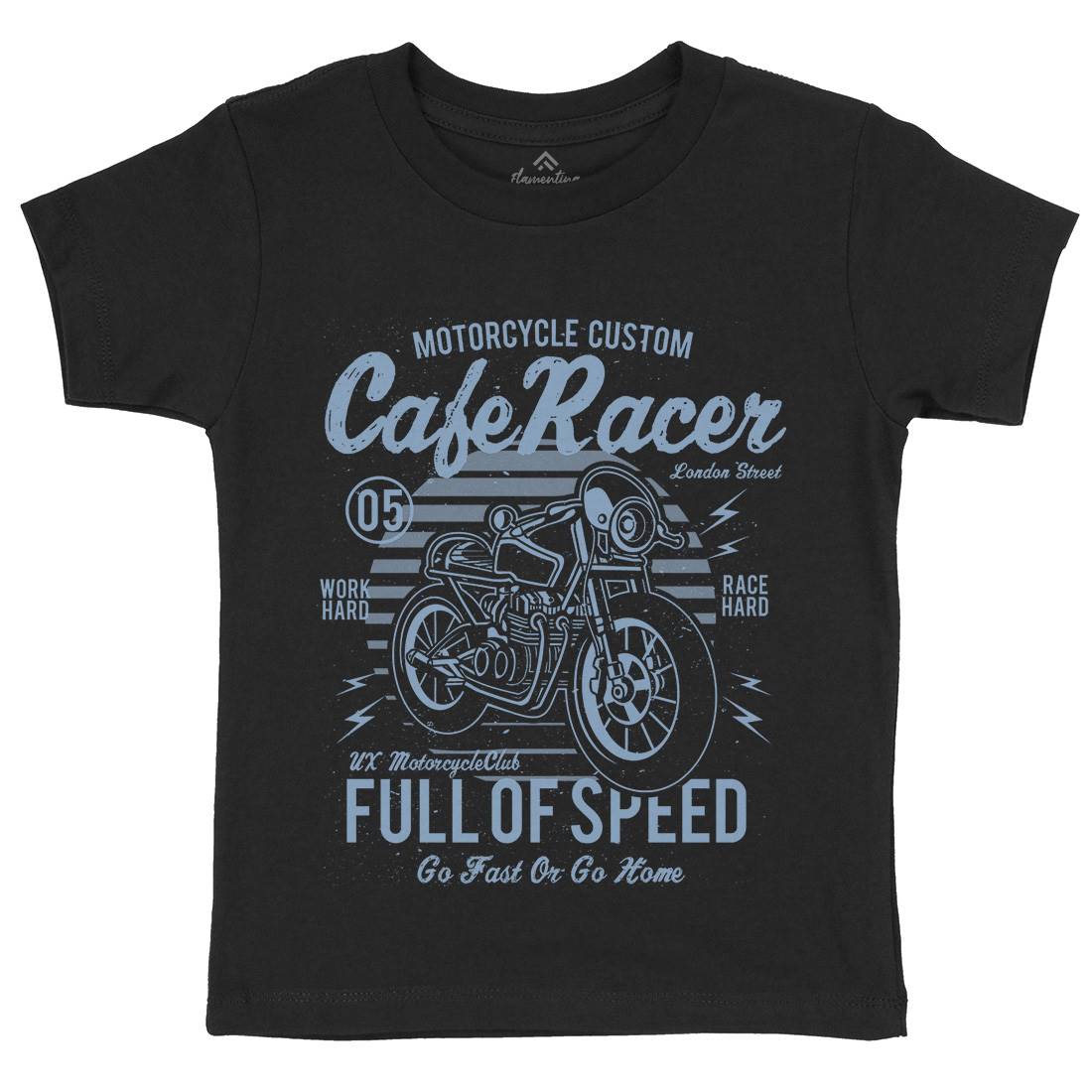 Cafe Racer Kids Organic Crew Neck T-Shirt Motorcycles A024