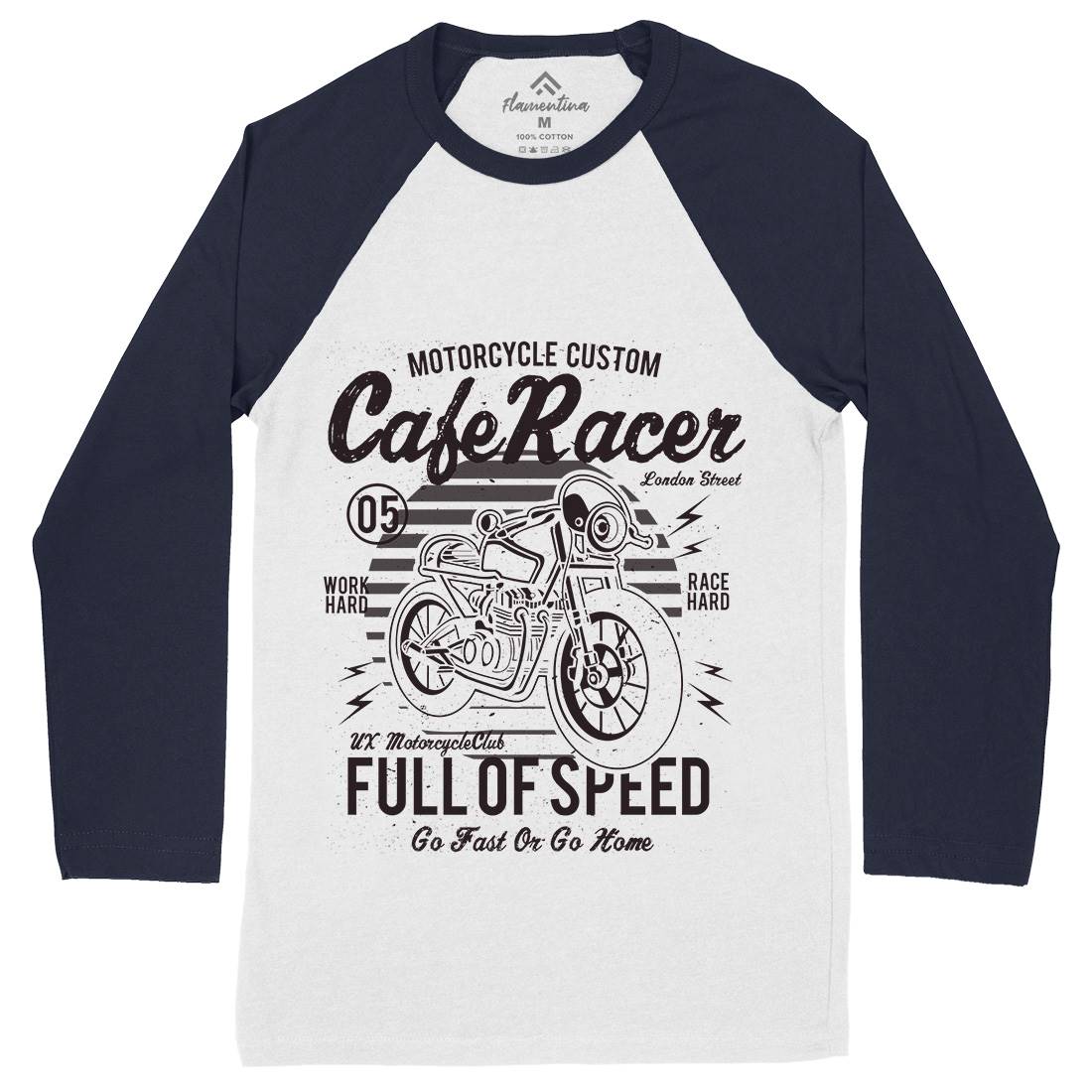 Cafe Racer Mens Long Sleeve Baseball T-Shirt Motorcycles A024