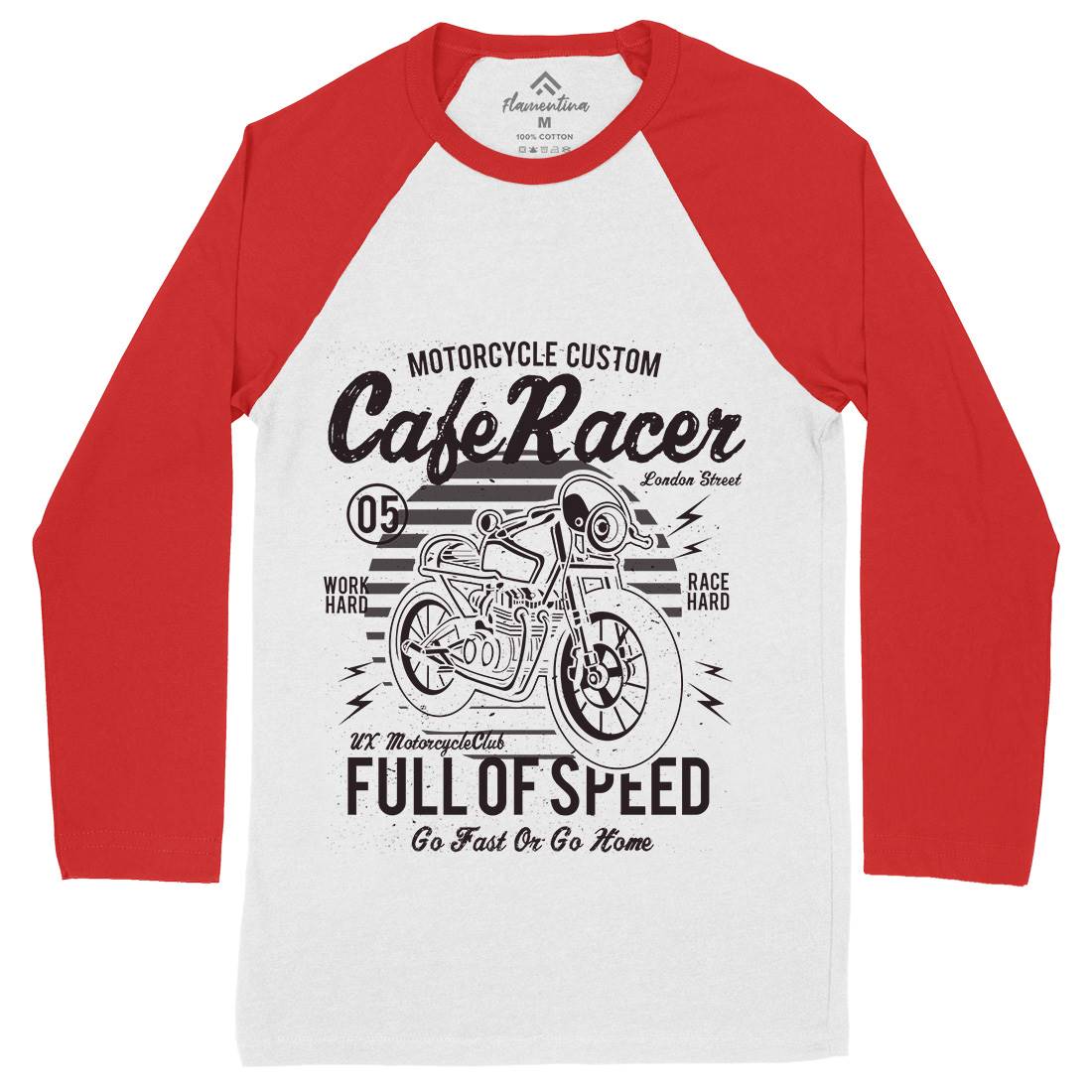 Cafe Racer Mens Long Sleeve Baseball T-Shirt Motorcycles A024