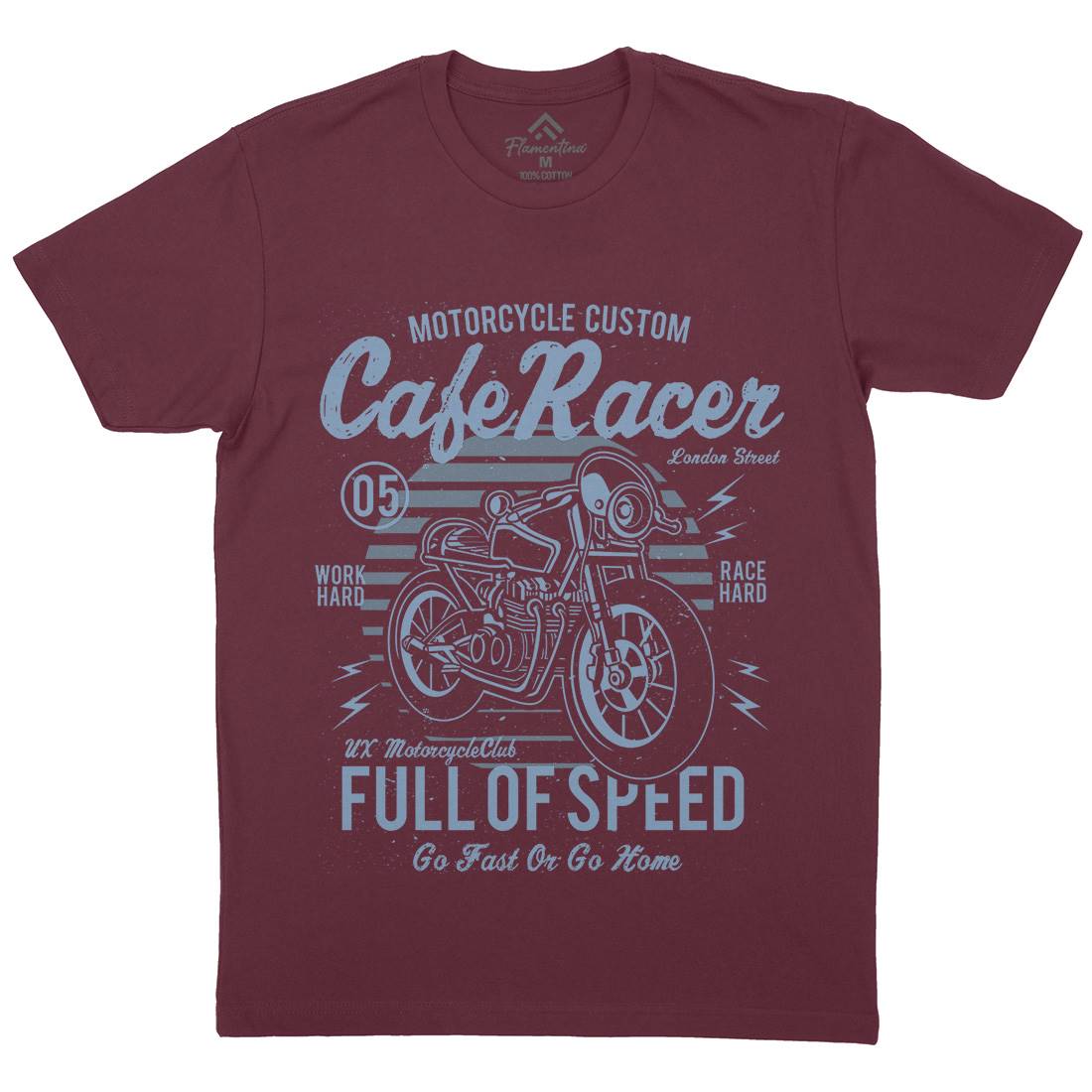 Cafe Racer Mens Organic Crew Neck T-Shirt Motorcycles A024