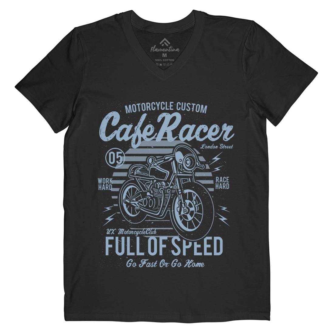 Cafe Racer Mens Organic V-Neck T-Shirt Motorcycles A024