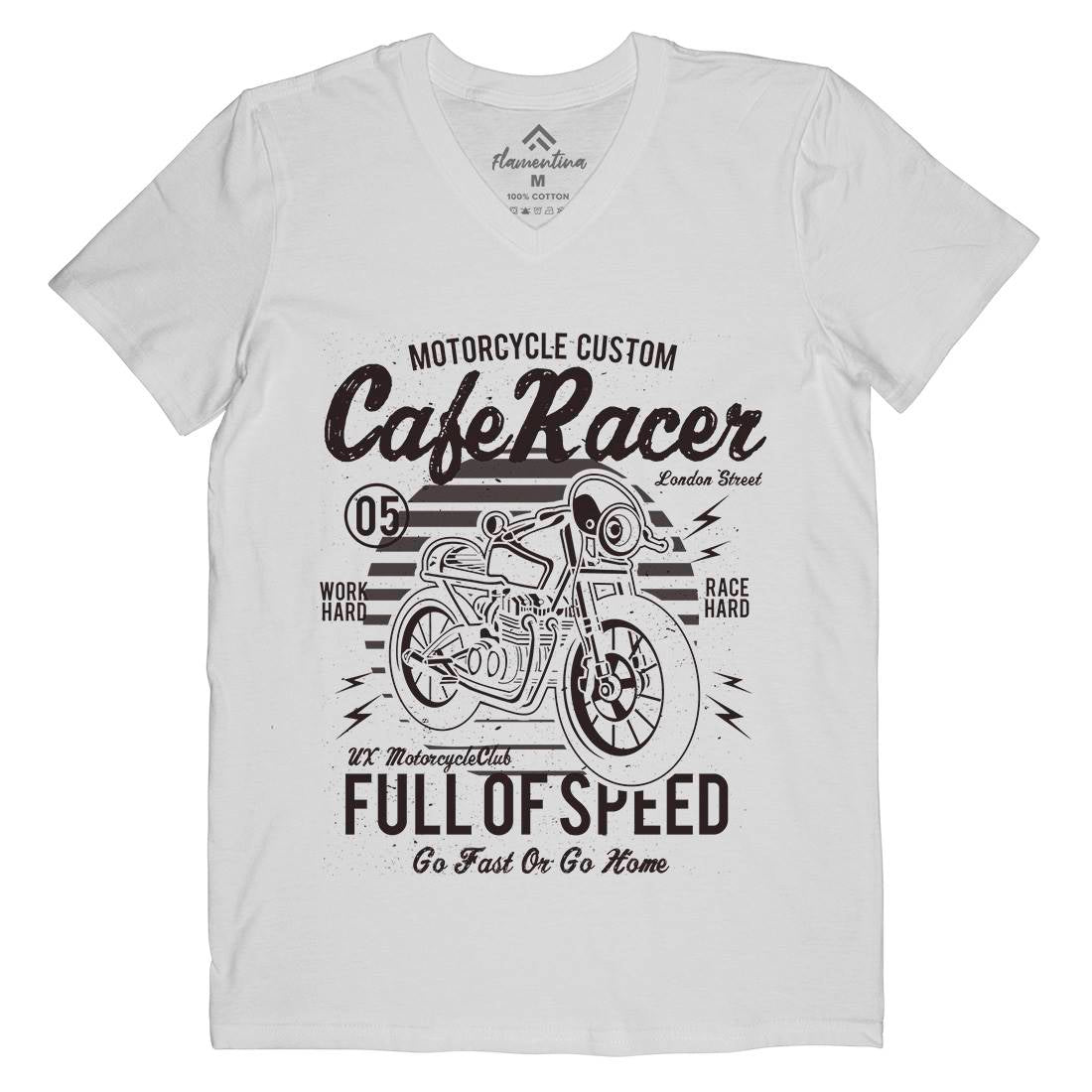 Cafe Racer Mens Organic V-Neck T-Shirt Motorcycles A024