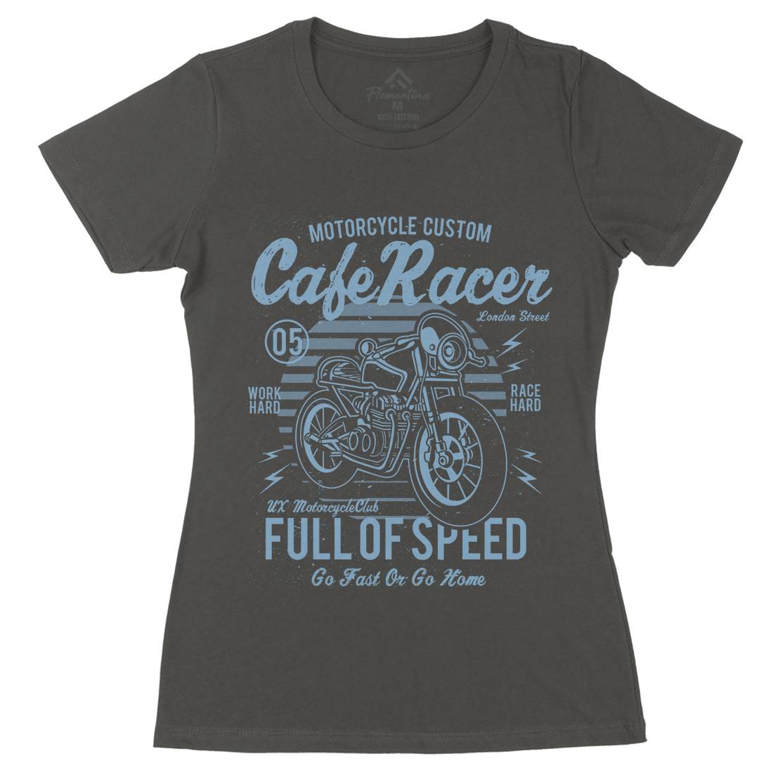 Cafe Racer Womens Organic Crew Neck T-Shirt Motorcycles A024
