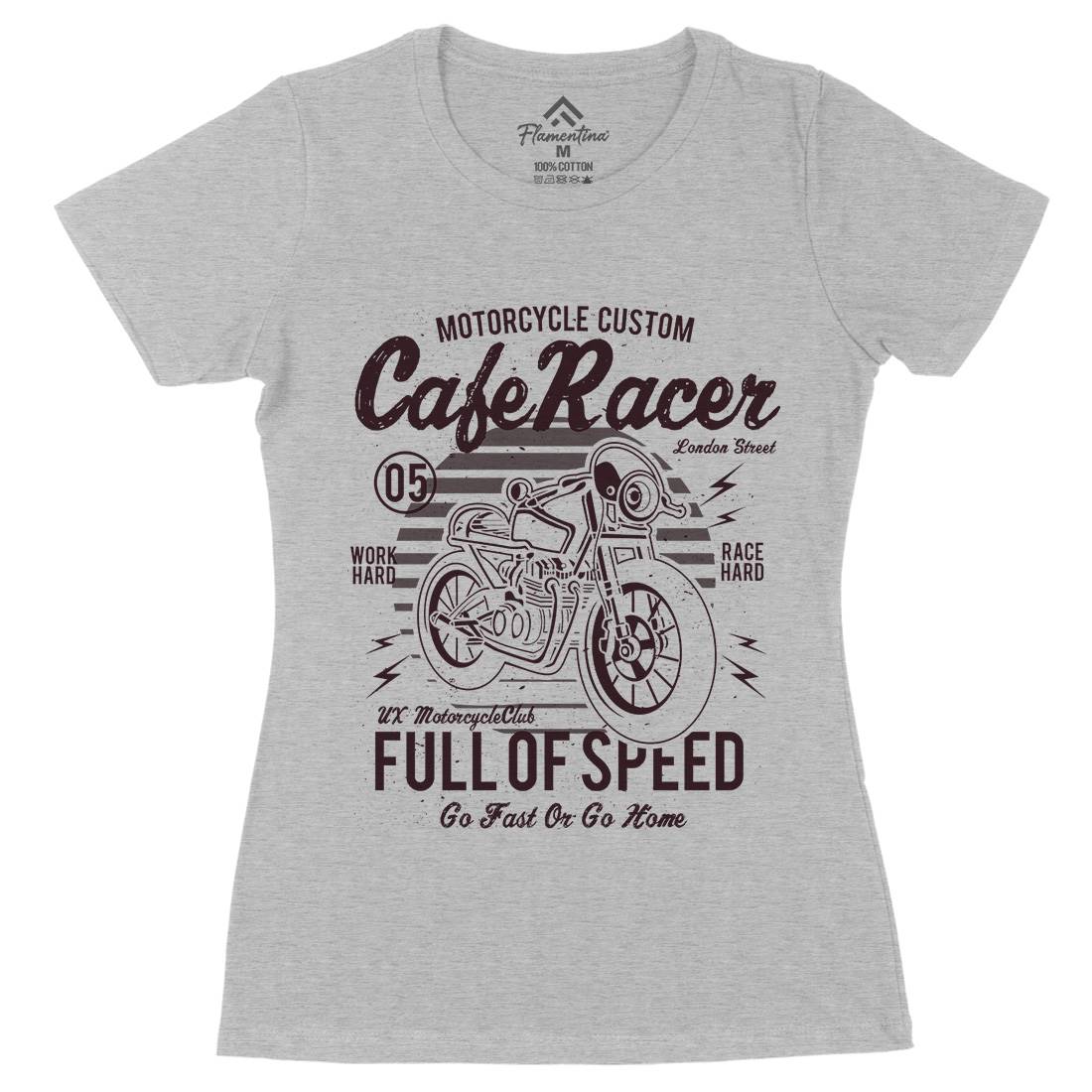 Cafe Racer Womens Organic Crew Neck T-Shirt Motorcycles A024