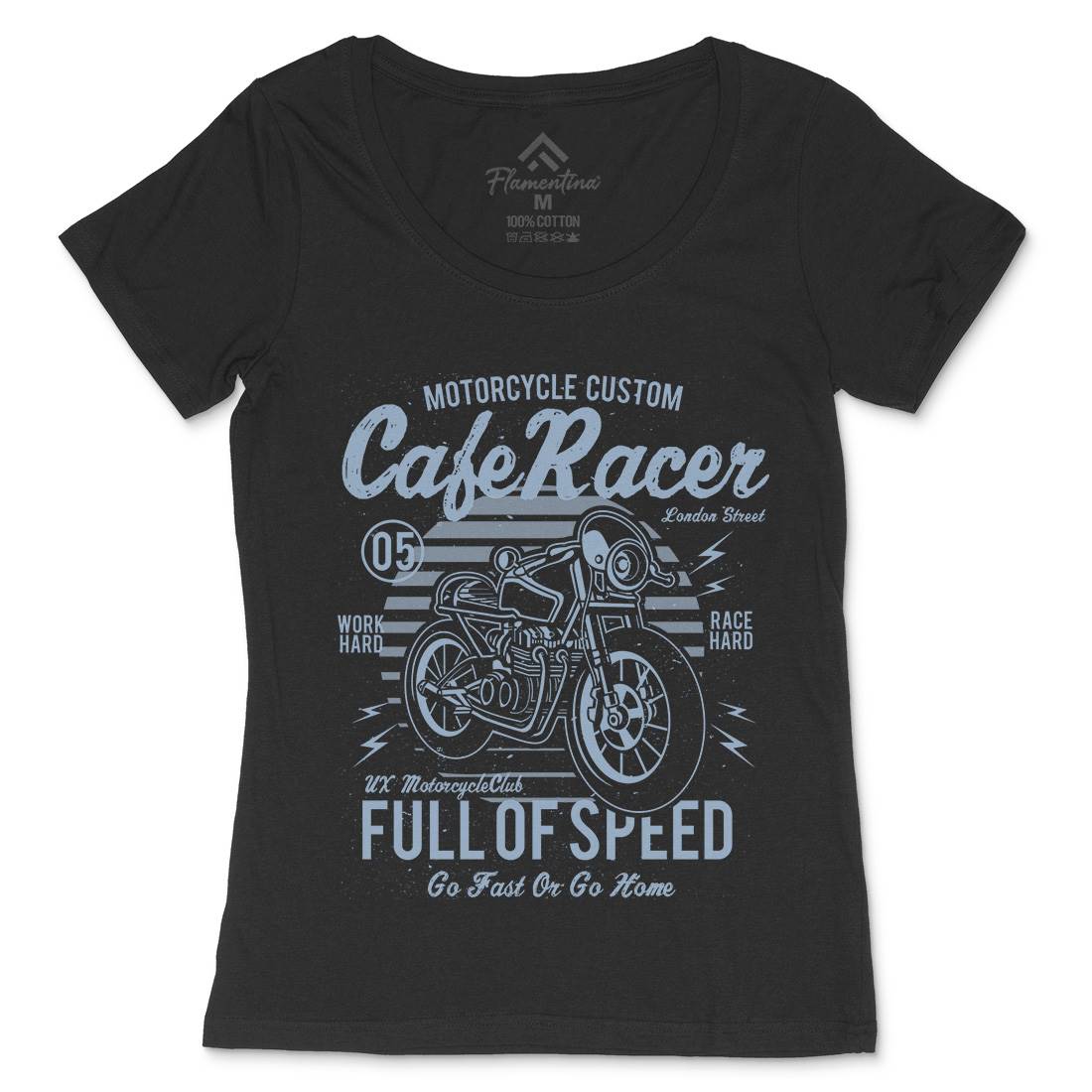 Cafe Racer Womens Scoop Neck T-Shirt Motorcycles A024