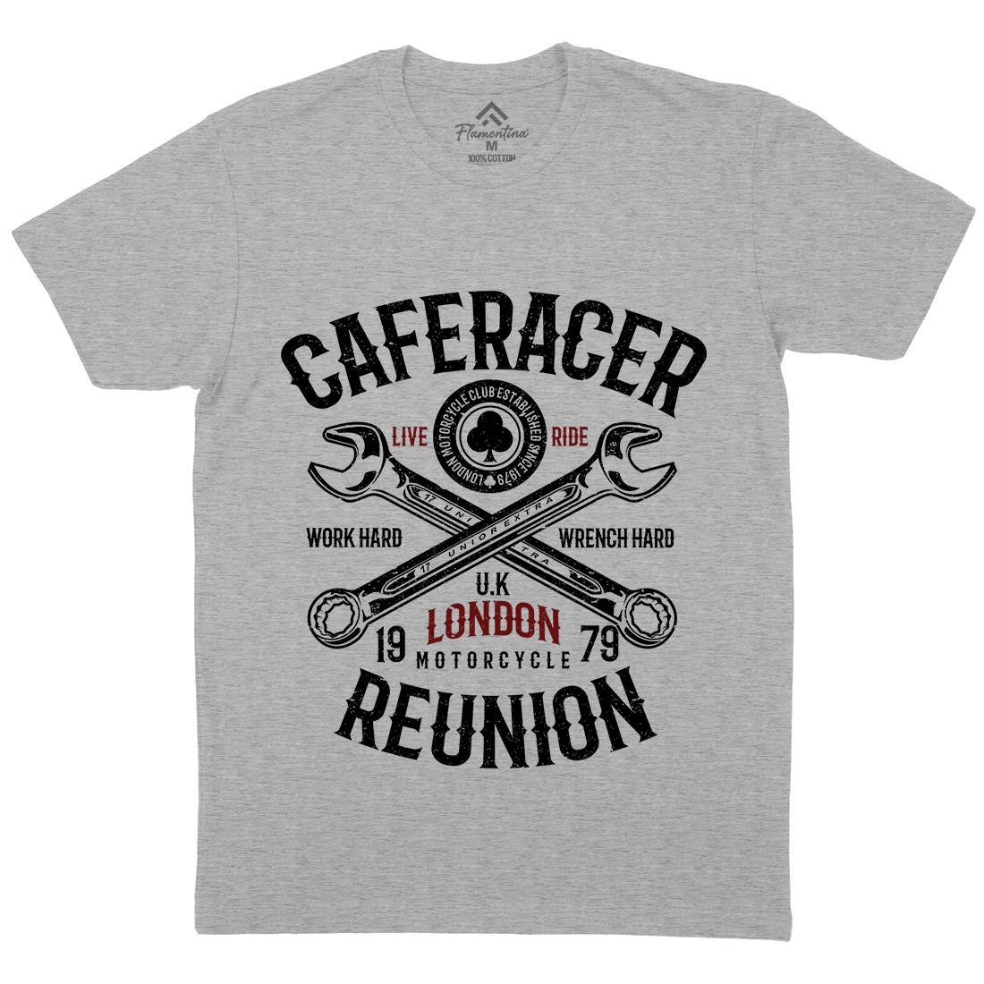 Caferacer Reunion Mens Organic Crew Neck T-Shirt Motorcycles A025