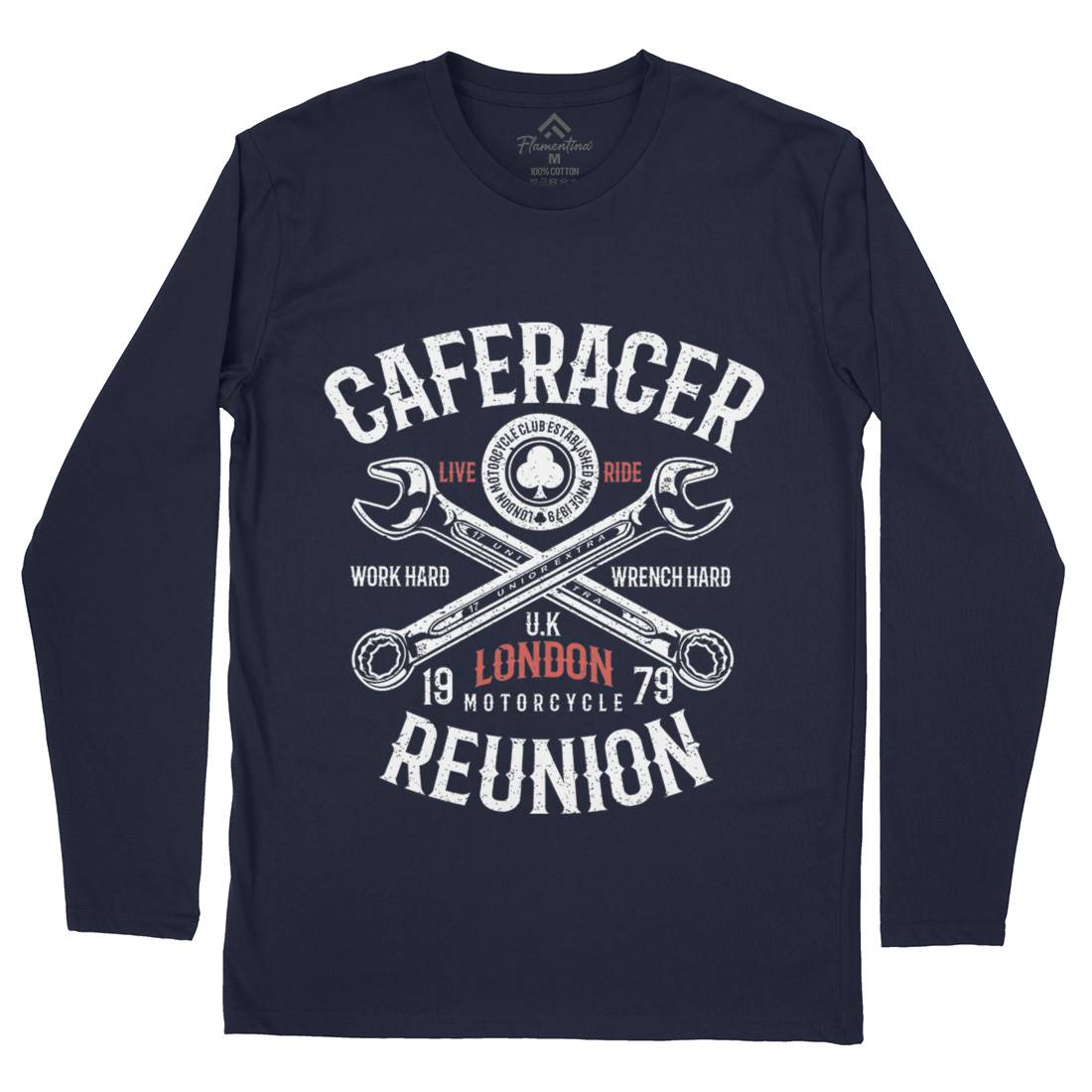 Caferacer Reunion Mens Long Sleeve T-Shirt Motorcycles A025