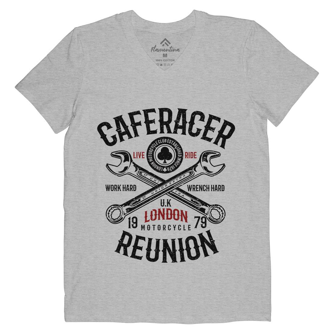 Caferacer Reunion Mens V-Neck T-Shirt Motorcycles A025