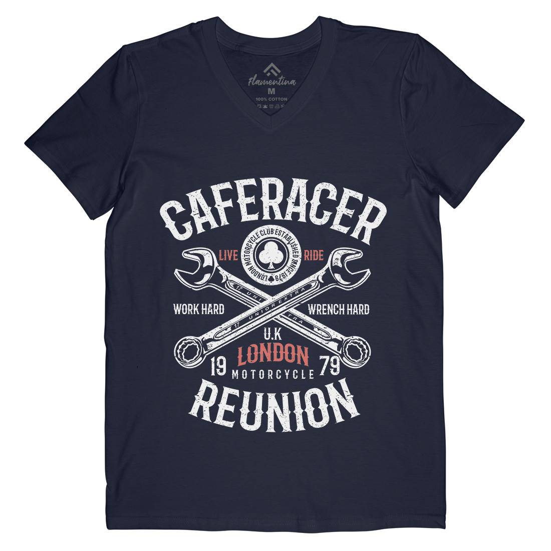 Caferacer Reunion Mens V-Neck T-Shirt Motorcycles A025
