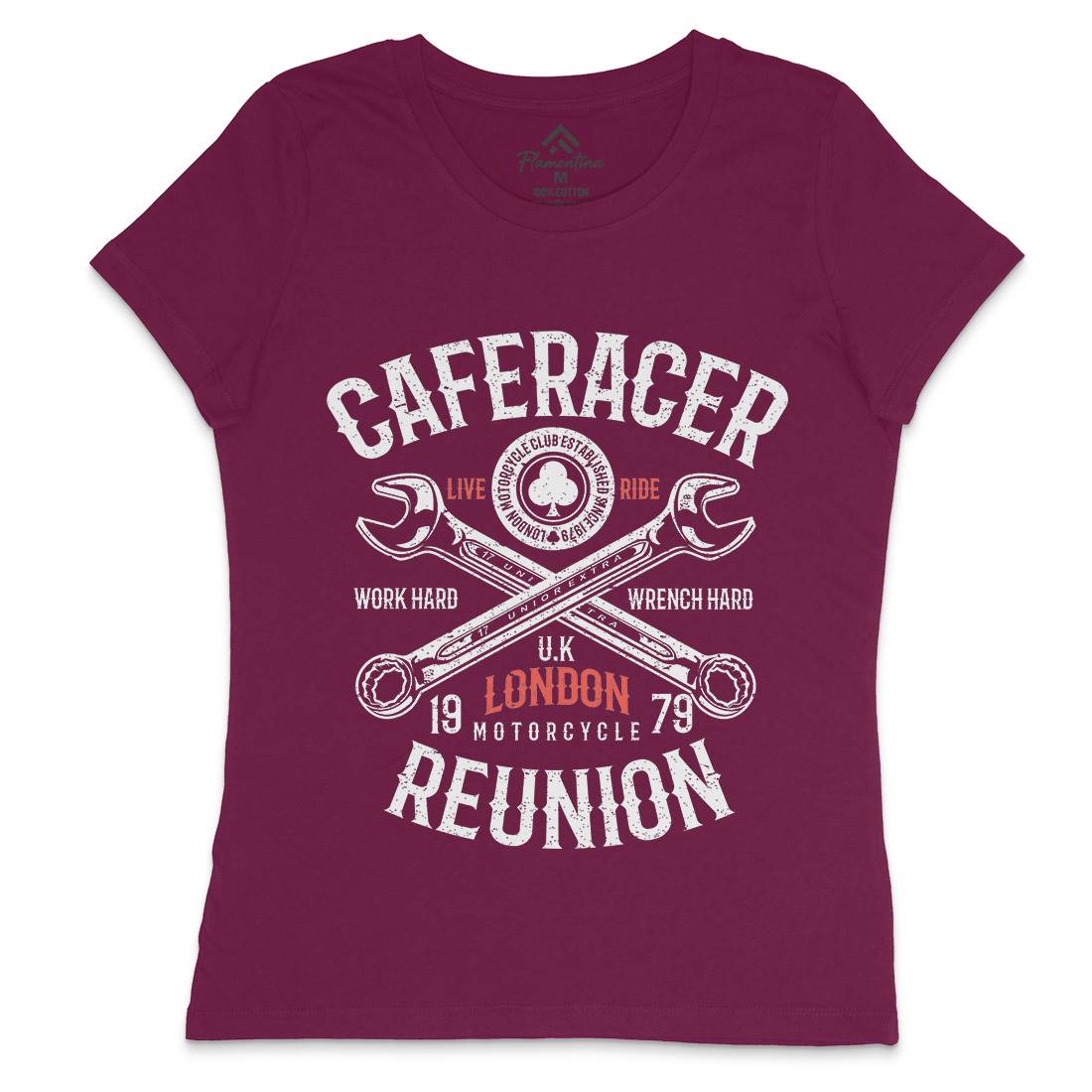 Caferacer Reunion Womens Crew Neck T-Shirt Motorcycles A025