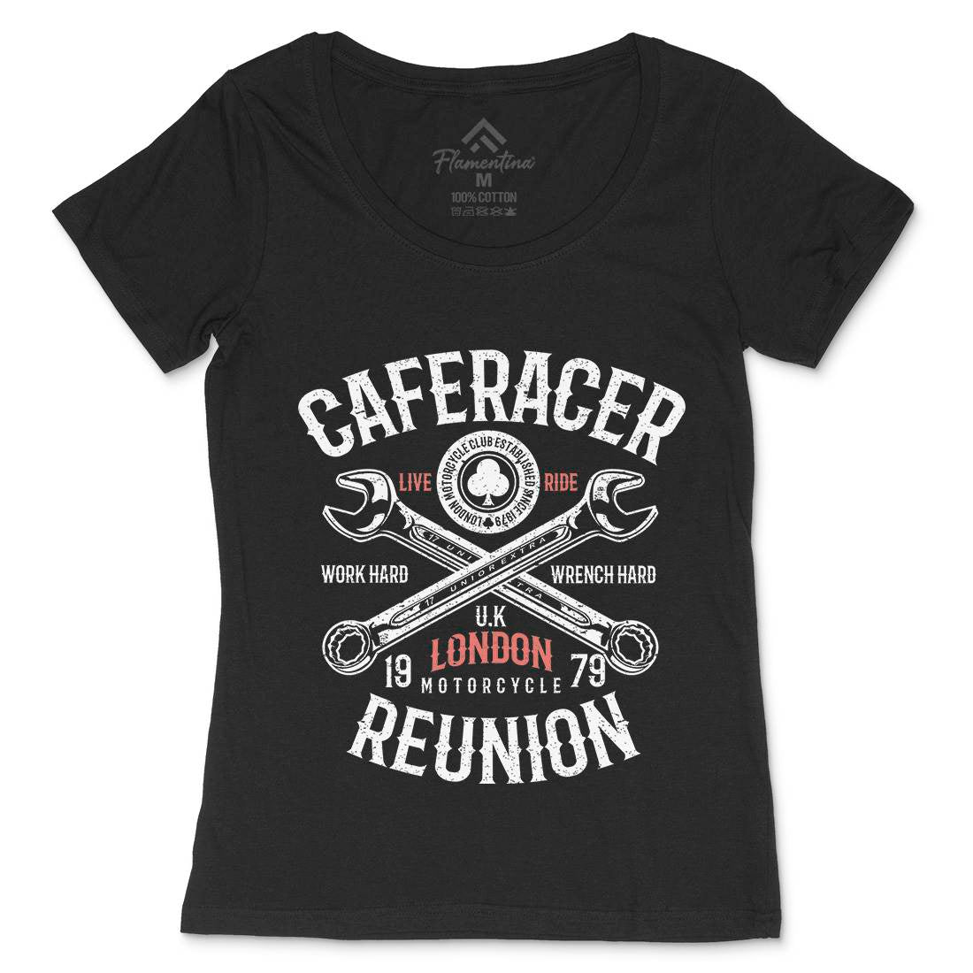 Caferacer Reunion Womens Scoop Neck T-Shirt Motorcycles A025