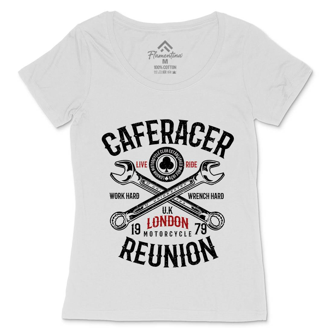Caferacer Reunion Womens Scoop Neck T-Shirt Motorcycles A025