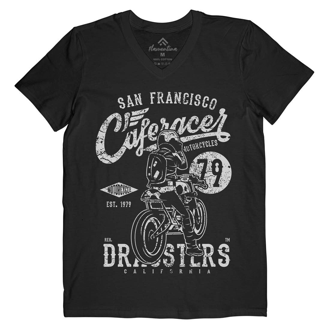Caferacer 79 Mens V-Neck T-Shirt Motorcycles A026