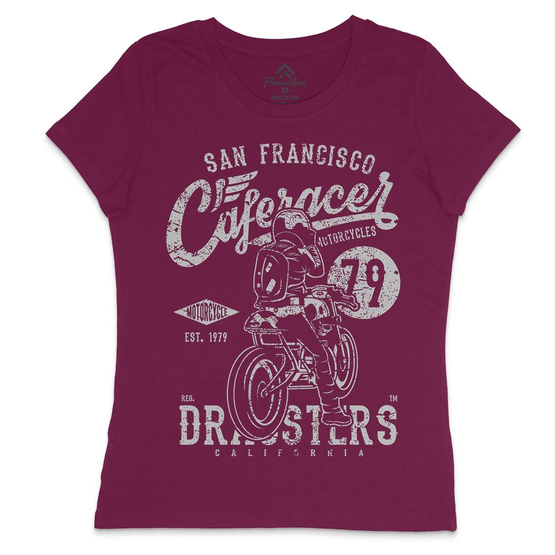 Caferacer 79 Womens Crew Neck T-Shirt Motorcycles A026