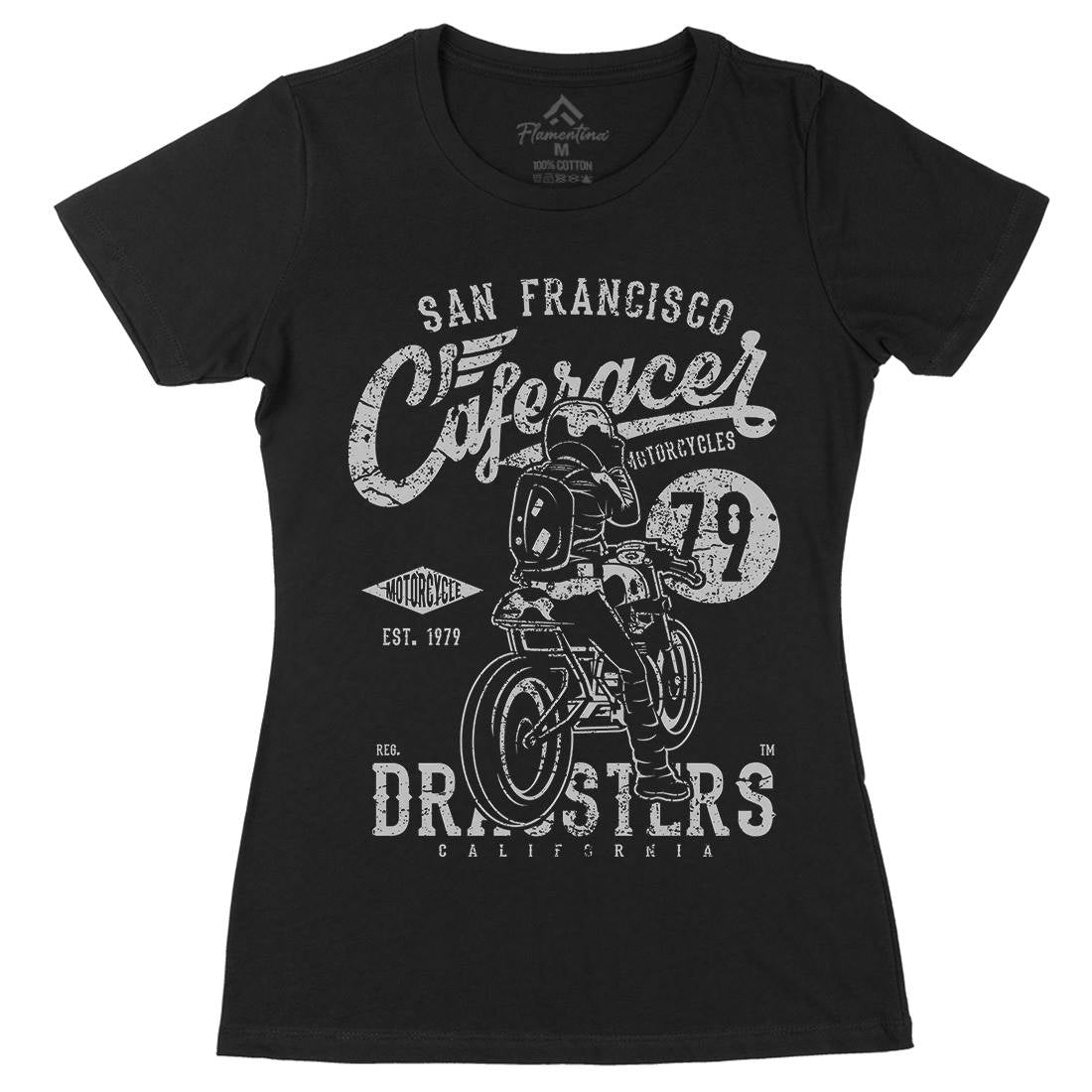 Caferacer 79 Womens Organic Crew Neck T-Shirt Motorcycles A026