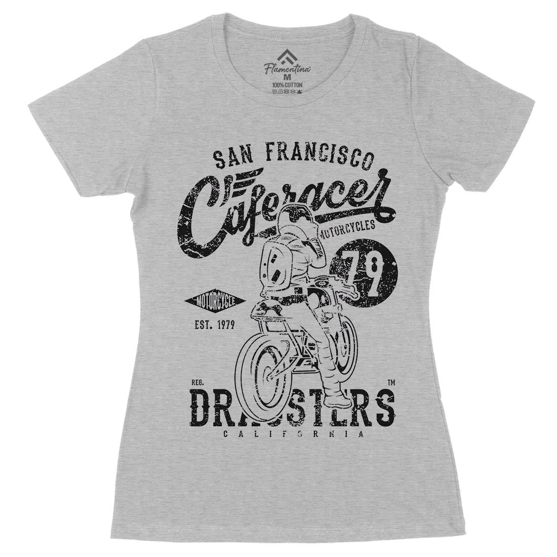 Caferacer 79 Womens Organic Crew Neck T-Shirt Motorcycles A026