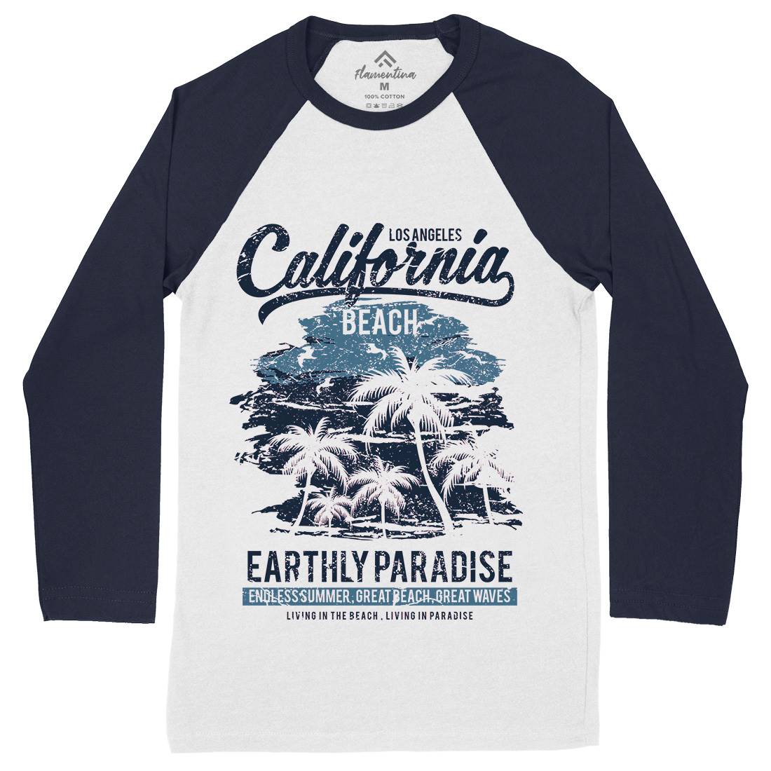 California Beach Mens Long Sleeve Baseball T-Shirt Nature A027