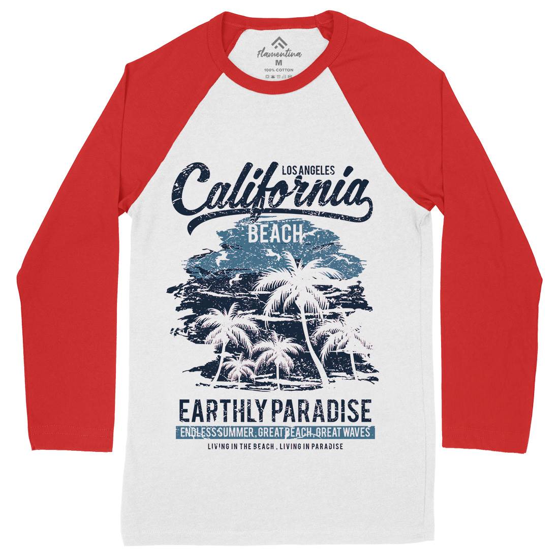 California Beach Mens Long Sleeve Baseball T-Shirt Nature A027