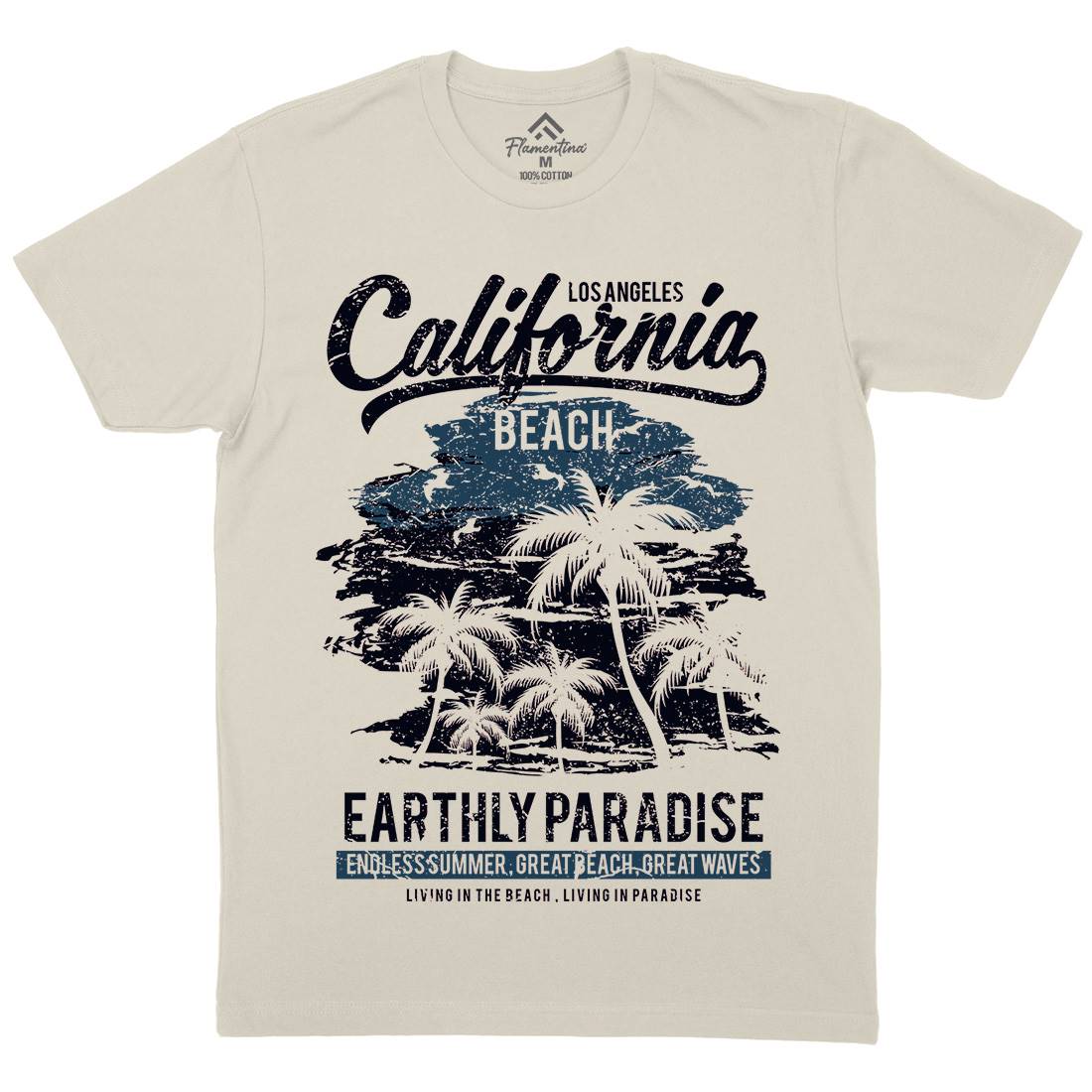 California Beach Mens Organic Crew Neck T-Shirt Nature A027