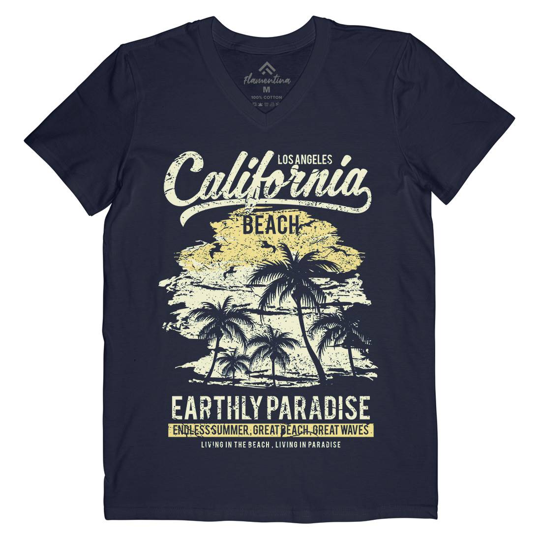 California Beach Mens V-Neck T-Shirt Nature A027