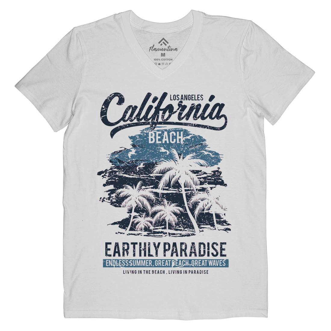 California Beach Mens Organic V-Neck T-Shirt Nature A027