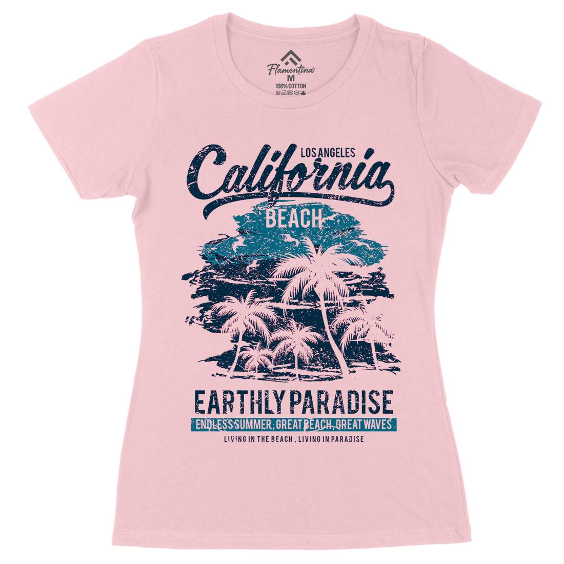 California Beach Womens Organic Crew Neck T-Shirt Nature A027