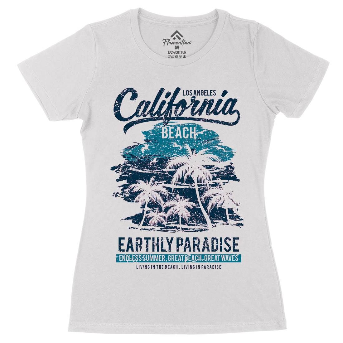 California Beach Womens Organic Crew Neck T-Shirt Nature A027