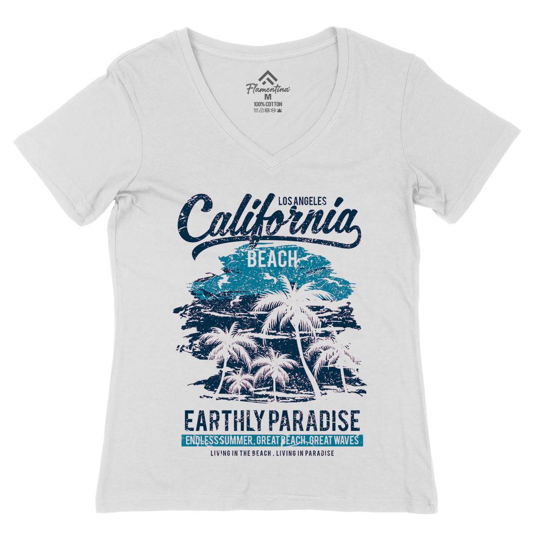 California Beach Womens Organic V-Neck T-Shirt Nature A027