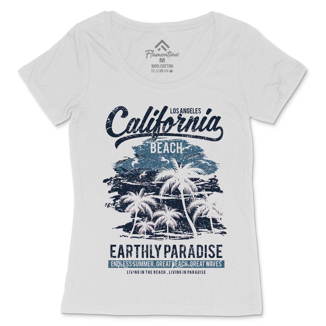 California Beach Womens Scoop Neck T-Shirt Nature A027