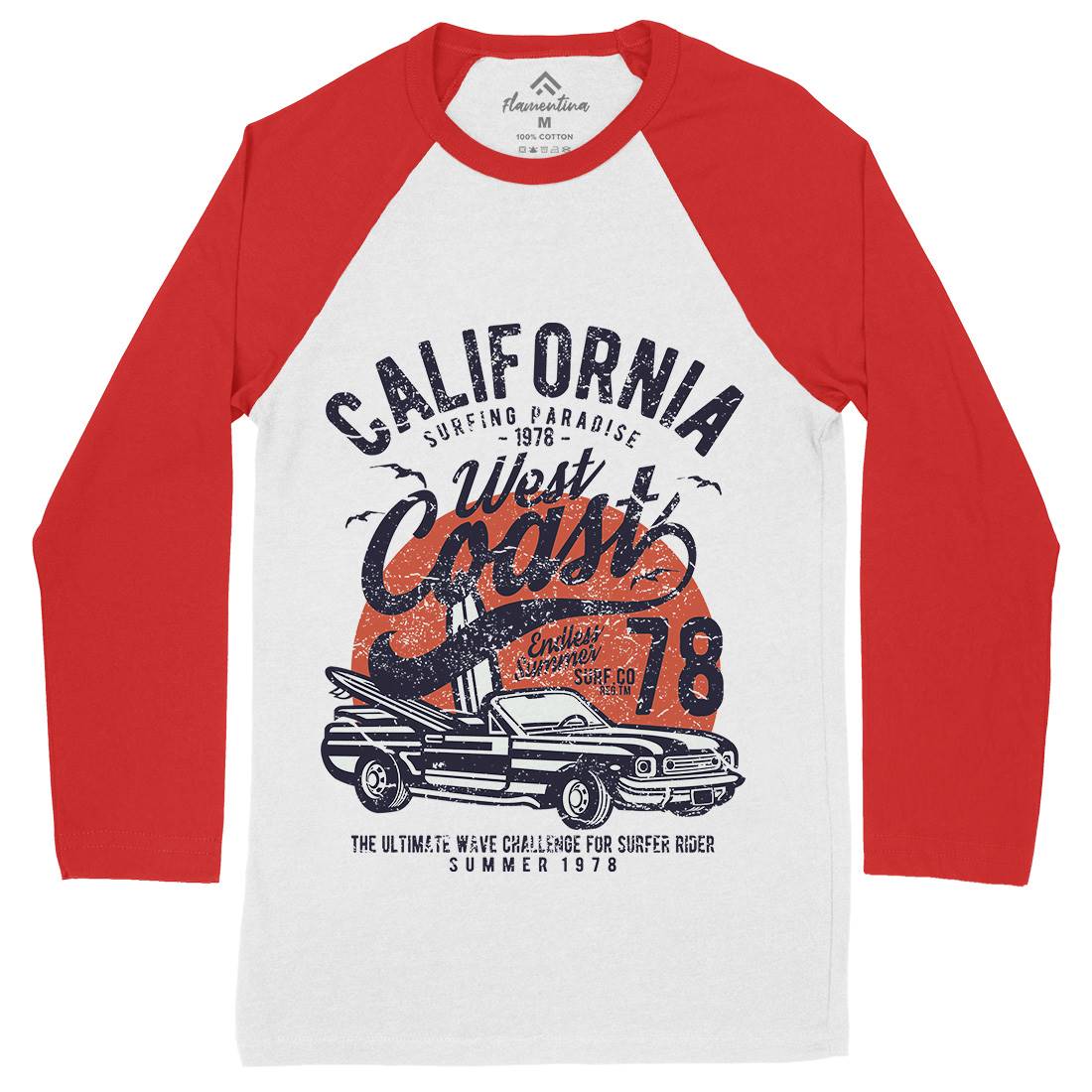 California West Coast Mens Long Sleeve Baseball T-Shirt Nature A028