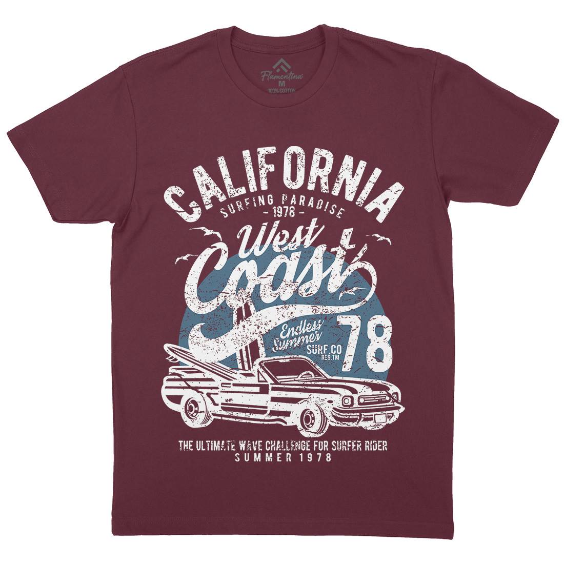 California West Coast Mens Crew Neck T-Shirt Nature A028