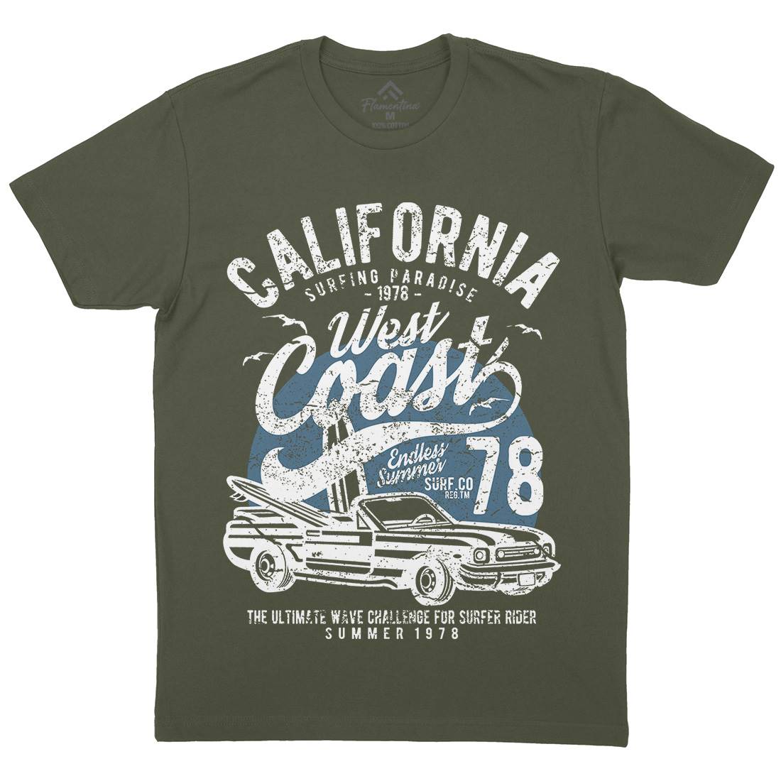 California West Coast Mens Crew Neck T-Shirt Nature A028