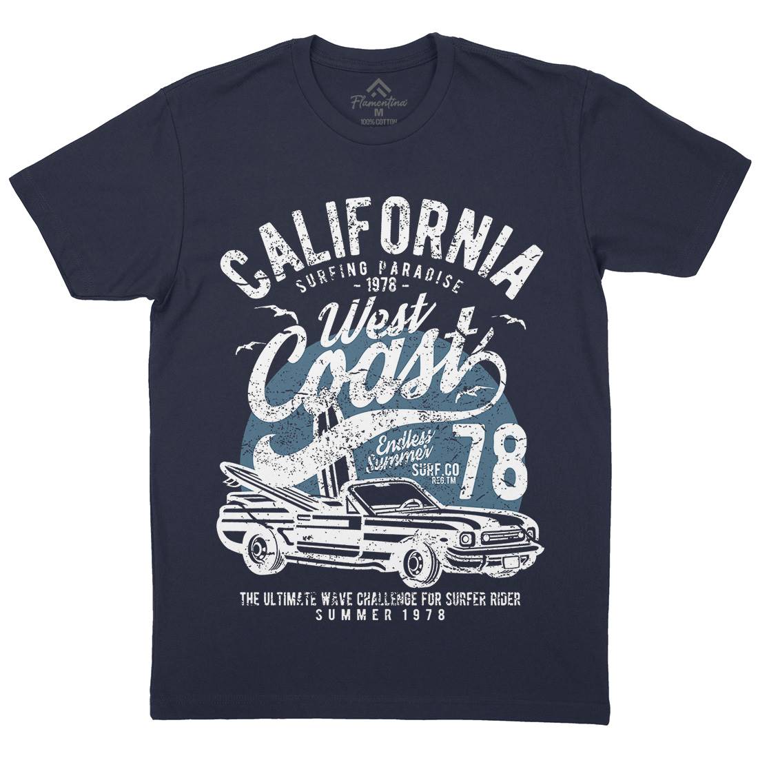 California West Coast Mens Organic Crew Neck T-Shirt Nature A028
