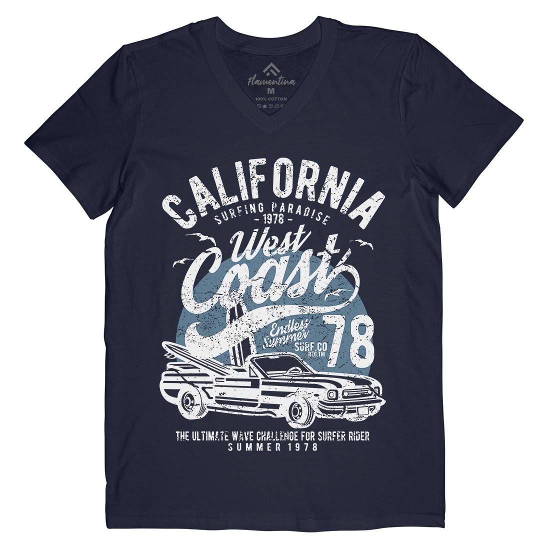 California West Coast Mens Organic V-Neck T-Shirt Nature A028