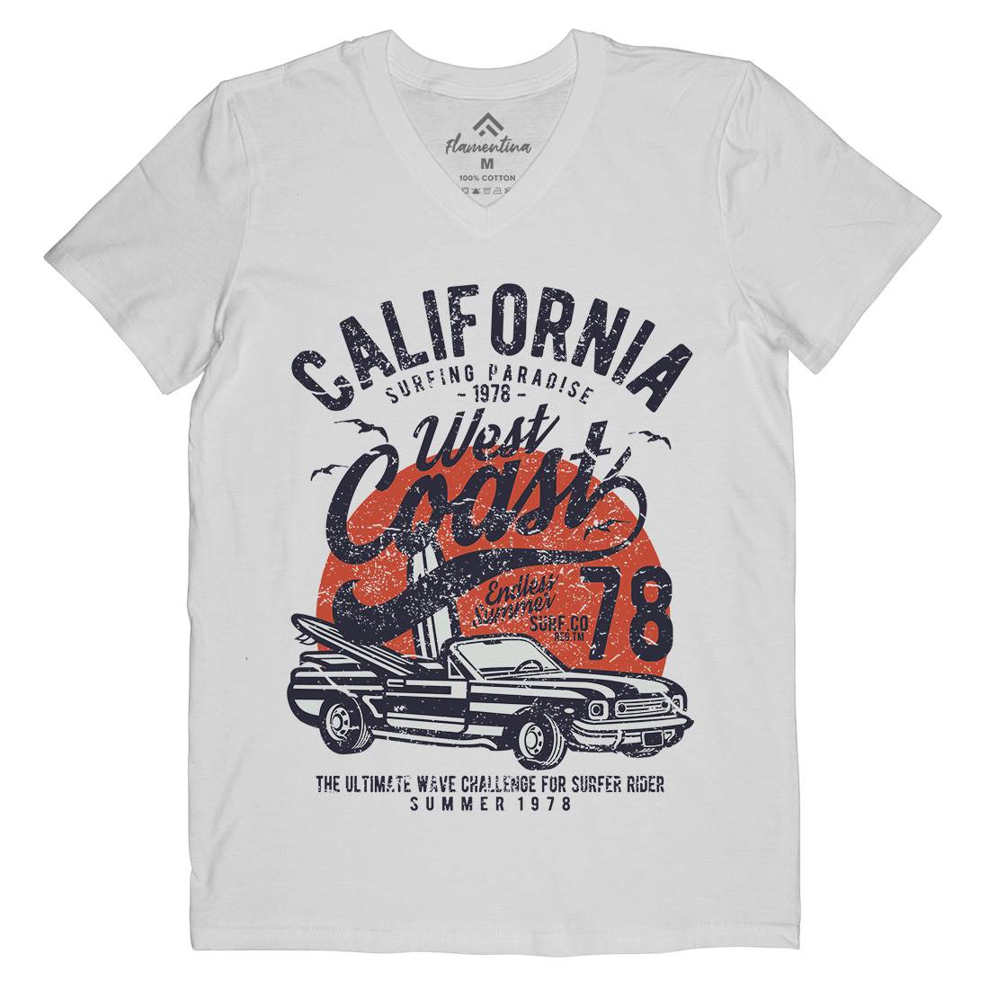 California West Coast Mens V-Neck T-Shirt Nature A028