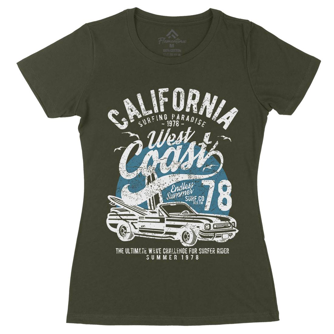 California West Coast Womens Organic Crew Neck T-Shirt Nature A028