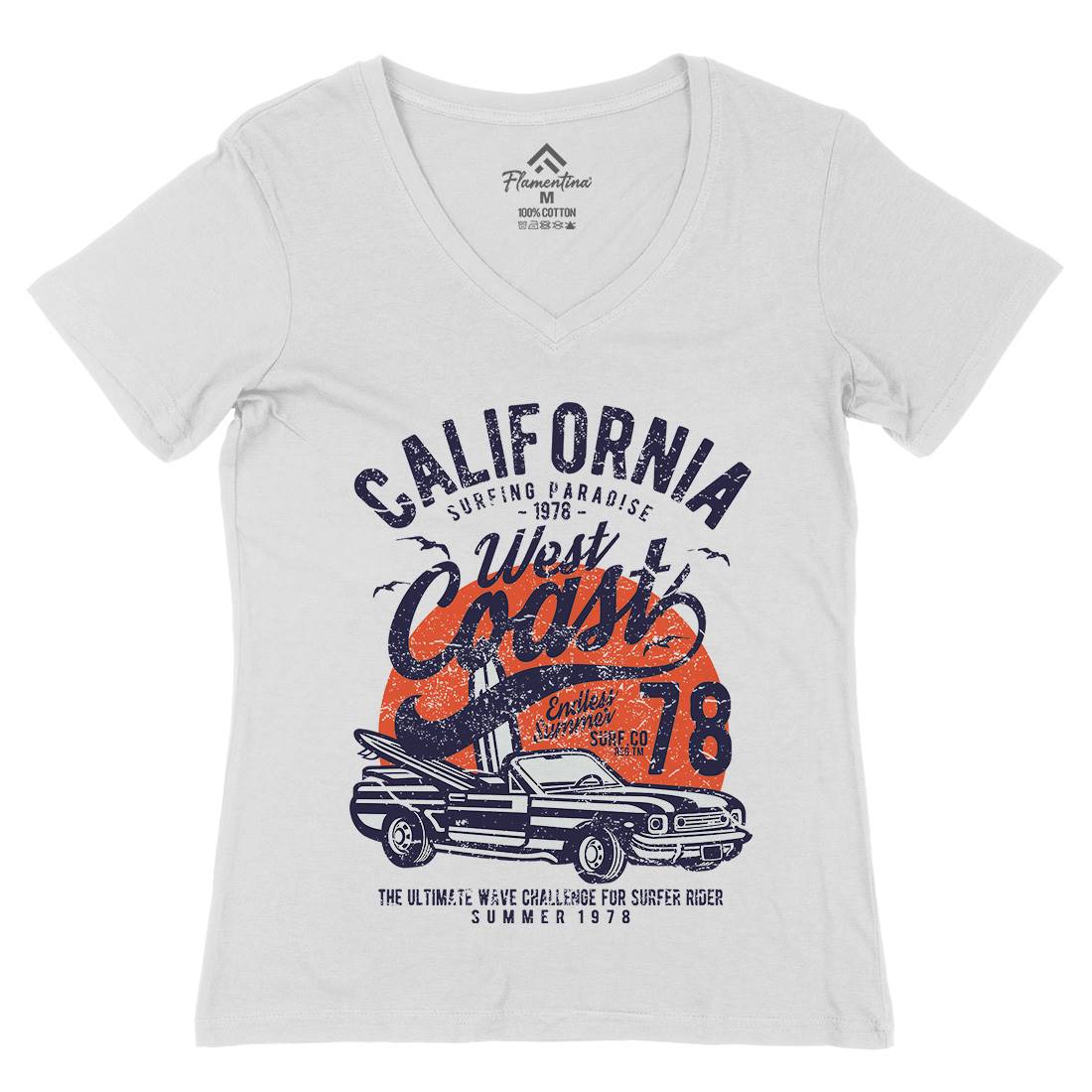 California West Coast Womens Organic V-Neck T-Shirt Nature A028