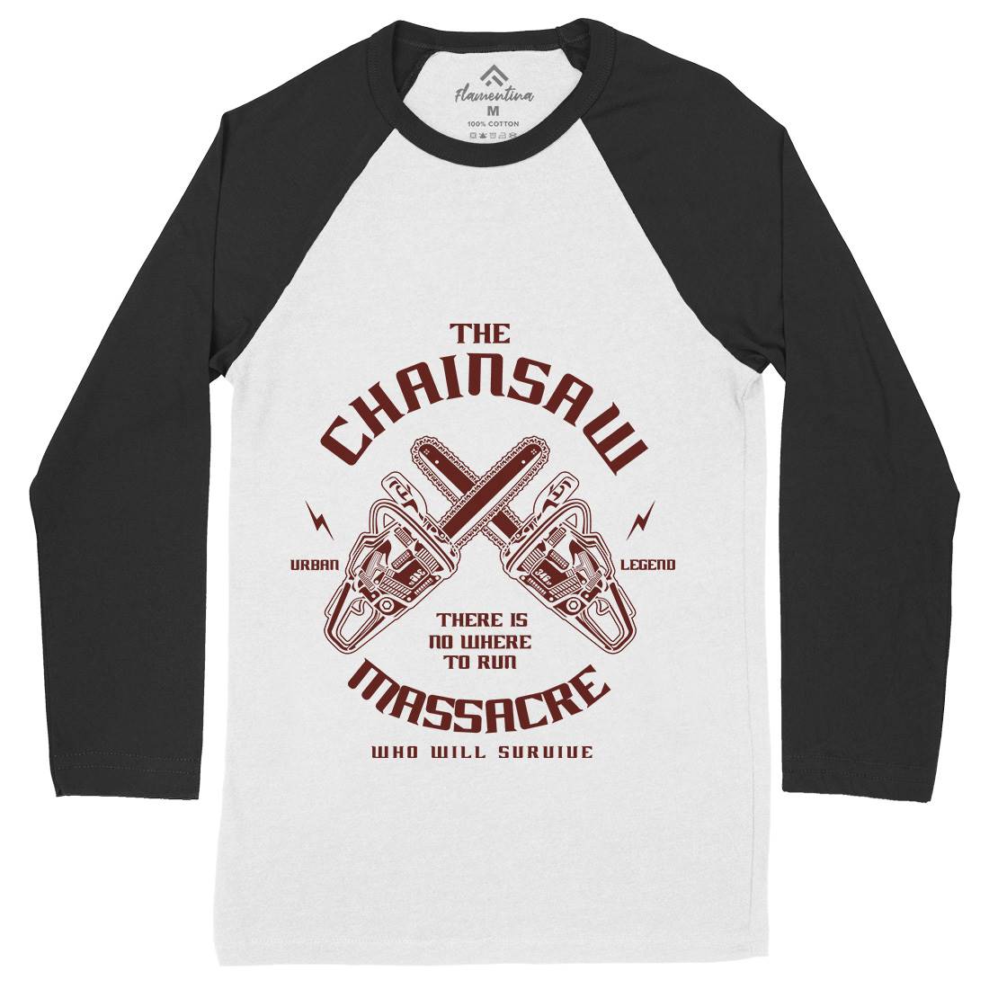 Chainsaw Mens Long Sleeve Baseball T-Shirt Horror A029