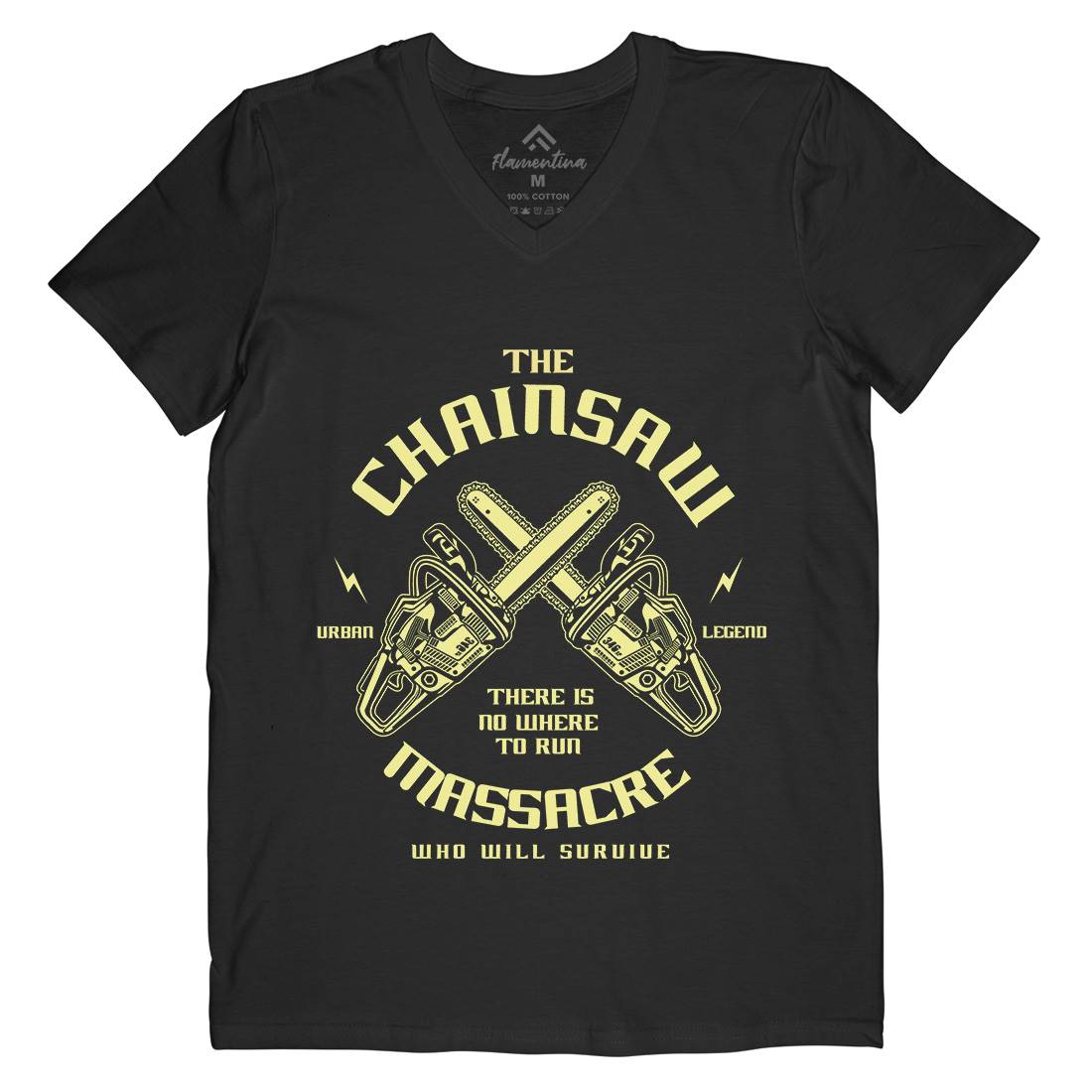 Chainsaw Mens Organic V-Neck T-Shirt Horror A029