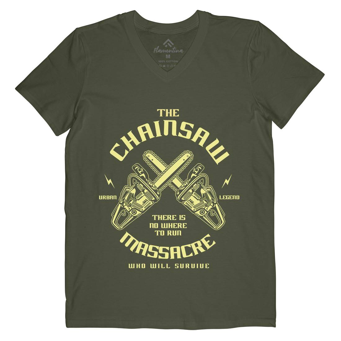 Chainsaw Mens Organic V-Neck T-Shirt Horror A029
